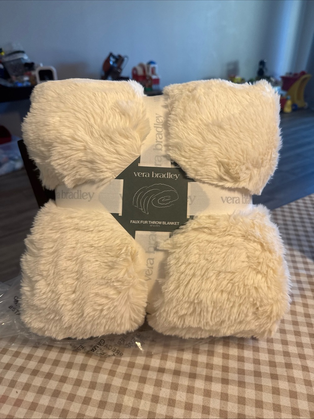 Vera Bradley Cream Faux Fur Throw Blanket